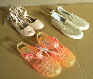 lot 151 image: New w Tags - Lot of 3 Girls Shoes Sneakers, Sandals, & Ballet Flats