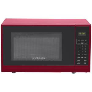 lot 145 image: Barely Used - Works - Proctor Silex 0.7-Cu. Ft. 700-Watt Countertop Microwave Oven - Red