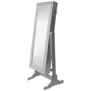 lot 165 image: Open Box Item - Broken Mirror Chic Home Design Glitzy Crystal-Bordered Cheval Mirror Jewelry Storage Armoire