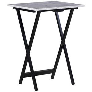 lot 169 image: Open Box Item Linon Marble-Look TV Tray Set (2 Tray Tables)