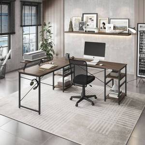 lot 188 image: New - Original BoxUninspected - Techni Mobili L-Shaped Industrial Desk with Shelves