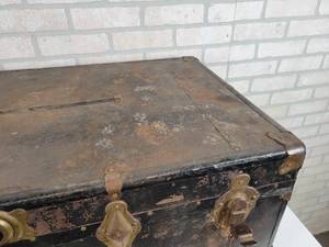 lot 1154 image: Antique Metal Trunk - NO SHIPPING