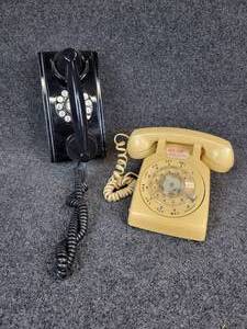 lot 1143 image: Pair of Stationary Telephones - AT&T Rotary Dial and Black Touch-Tone