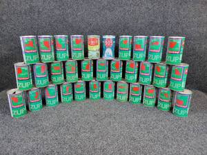lot 1206 image: Lot of 30 Vintage 7UP and Beer Cans