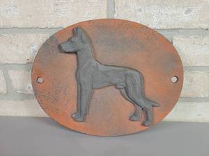 lot 1043 image: Vintage Great Dane Diecast Plate  Emblem - Approx. 10.5 x 8.5