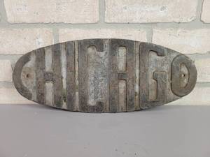 lot 1048 image: Vintage CHICAGO Stainless Steel Plaque  Emblem - Approx. 15.75 x 6.5