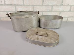 lot 1070 image: Antique Aluminum Lunch Pail - Came from the Iron Range of Minnesota