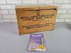 lot 1075 image: Vintage WINCHESTER Ammunition Crate (15 x 10 x 9) and Alcohol breath Test