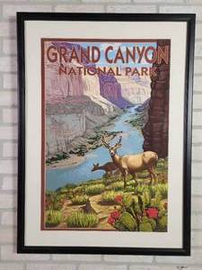 lot 1096 image: Grand Canyon National Park (Roaming Deer) - Framed Lantern Press Print