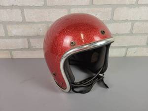 lot 1106 image: Vintage Arthur Fulmer AF20 Red Glitter Motorcycle Helmet