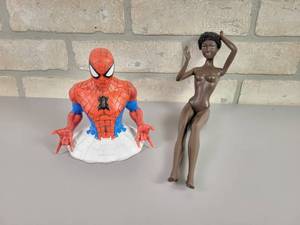 lot 1164 image: 2012 MARVEL Spiderman Coin Bank and Barbie Doll