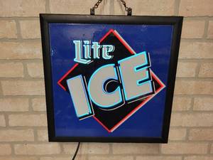 lot 1166 image: MILLER LITE ICE Lighted Beer Sign - WORKS
