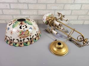 lot 1168 image: Vintage Hanging Light - Shade is Approx. 14 Diameter - NO SHIPPING
