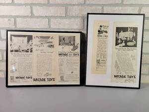 lot 1182 image: (2) ARCADE Cast Iron Toys Ads - Original Ads