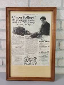 lot 1184 image: ARCADE Cast Iron Toys Framed Ad