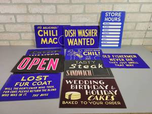 lot 1239 image: (15) Assorted Vintage Cardboard Signs - Approx. 11 x 7