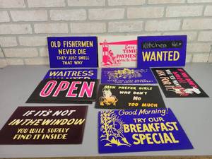 lot 1244 image: (11) Assorted Vintage Cardboard Signs - Approx. 11 x 7
