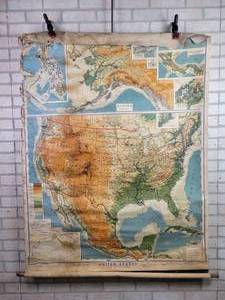 lot 1275 image: Vintage School United States Map - Approx. 56 x 43