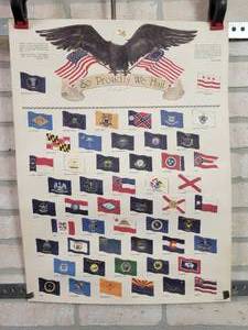 lot 1295 image: Vintage Poster of All 50 US State Flags - Embossed on Laid Paper (18 2 24)