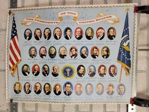 lot 1296 image: Vintage Poster of The Presidents of the United States - Up to Richard Nixon (12 x 18)