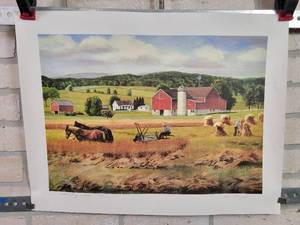 lot 1298 image: Harvesting Wheat by Artist Kinley Shogren - Signed and Numbered - #398700