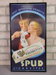 lot 1312 image: Original 1920s30s SPUD Cigarettes Framed Ad