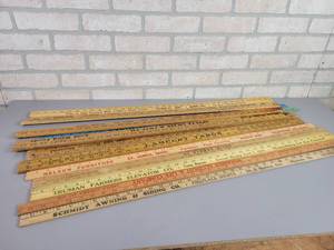 lot 1346 image: (13) Assorted Wood Yardsticks - Some Local Advertising