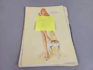 lot 1354 image: (25) Vintage VARGAS Pinup Prints from Magazines (Some 2-Page) - Most are Approx 8 x 11