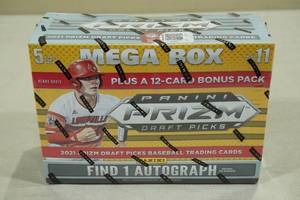 lot 18 image: 2021 Panini Prizm Draft Picks Mega Box of Baseball Card Packs