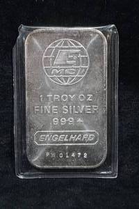 lot 30 image: Engelhard 1 Troy Ounce Silver Bar