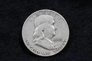 lot 36 image: 1953-D US Franklin Silver Half Dollar Coin