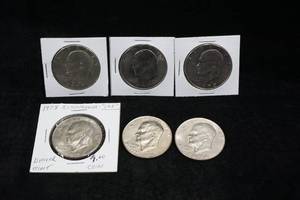 lot 49 image: 6 - US Eisenhower Dollar Coins - 1971-78 - Denver Mint