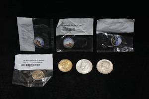 lot 50 image: Assorted US Coins - Colorized Nickels, 40% Silver Kennedy Half