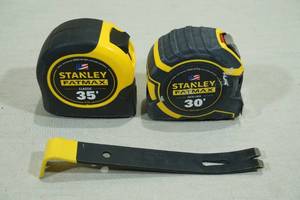 lot 174 image: 2 Stanley Tape Measurers with Mini Crow Bar