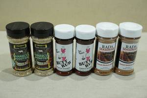 lot 185 image: 6 Bottles of SeasoningRub -Croix Valley Garlic, Bad Byron BBQ, Rada Sweet Hickory 2 of Each