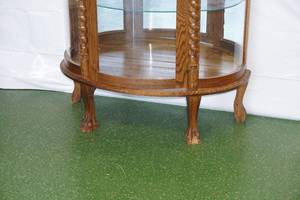 lot 221 image: Antique Wood Curved Glass Curio Cabinet