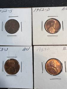 GROUP OF 8 BU-UNC WHEAT CENTS 1952-D 52S 53S 53D 54 54D 54S