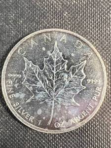2013 CANADA $5 MAPLE LEAF 1 TROY OZ .9999 FINE SILVER SPOTTED