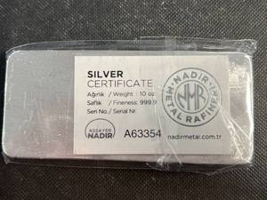 10 TROY OZ .999 FINE SILVER BAR NADIR METALS SEALED
