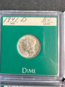 6 US SILVER DIMES 1928 1929 41D 44D 45D MERCURY 1946D ROOSEVELT VG-BU