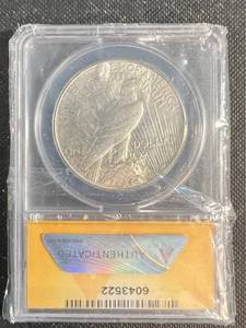 1922 US PEACE SILVER DOLLAR AU58 DETAILS CLEANED ANACS