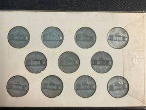COMPLETE SET OF 11 US WWII WAR TIME SILVER NICKELS