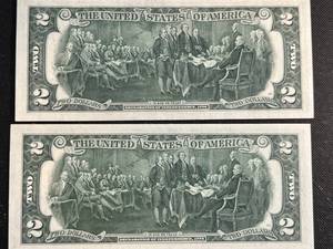 GROUP OF 2 US BICENTENNIAL 1976 $2 BILLS POSTMARKED 1976 UNC