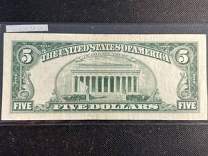 1963 US RED SEAL $5 FEDERAL RESERVE NOTE XF