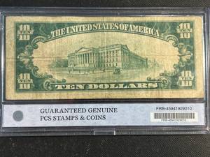 1929 US BROWN SEAL $10 NATIONALFEDERAL RESERVE BANK OF NEW YORK IN PLASTIC