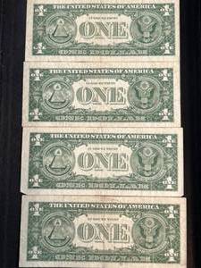 GROUP OF 4 US $1 FEDERAL RESERVE STAR NOTES AS PICTURED