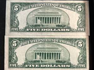 GROUP OF 2 US 1950 $5 FEDERAL RESERVE STAR NOTES