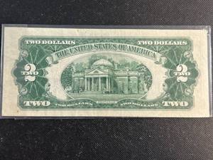 1953-C US RED SEAL $2 BILL AU