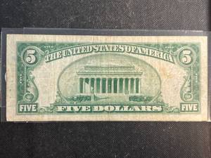 1928-B US RED SEAL $5 BILL