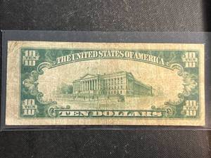 1929 US BROWN SEAL $10 NATIONALFEDERAL RESERVE BANK OF RICHMOND VA